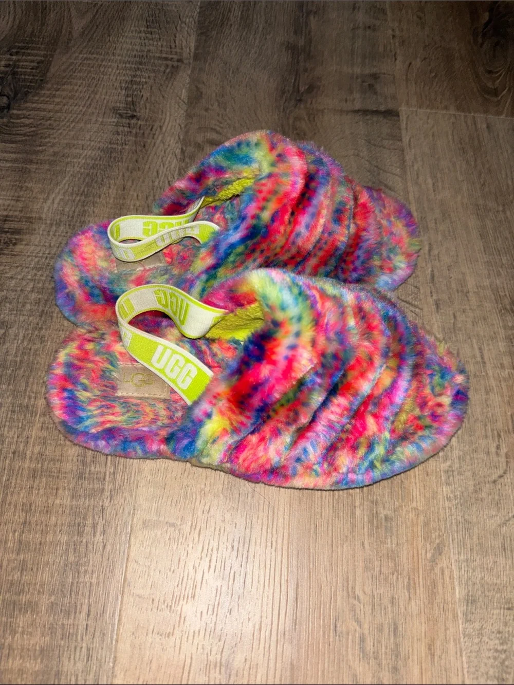 UGG Women's Multicolor Faux Fur Slide Slippers
